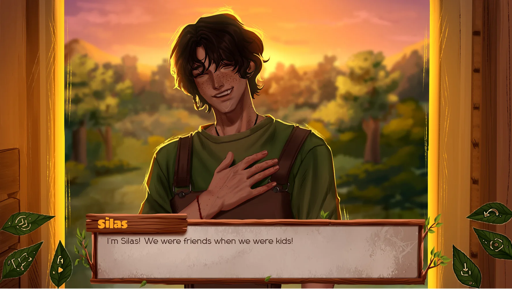 Silas greeting the player in golden farm light during The False Sun