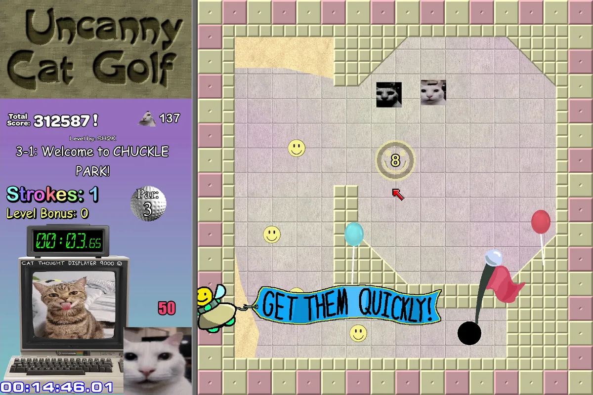 Uncanny Cat Golf walls can reveal hidden paths screenshot