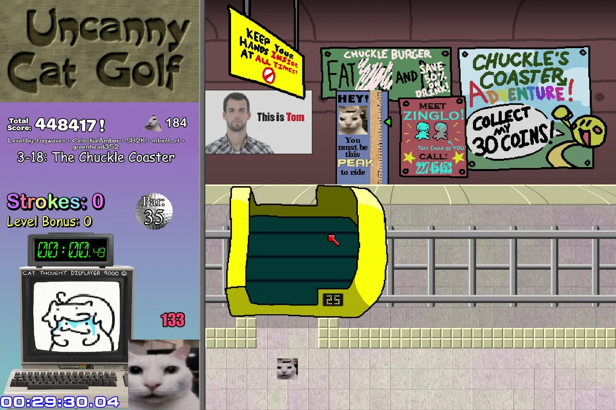 Uncanny Cat Golf hazards cast long shadows screenshot